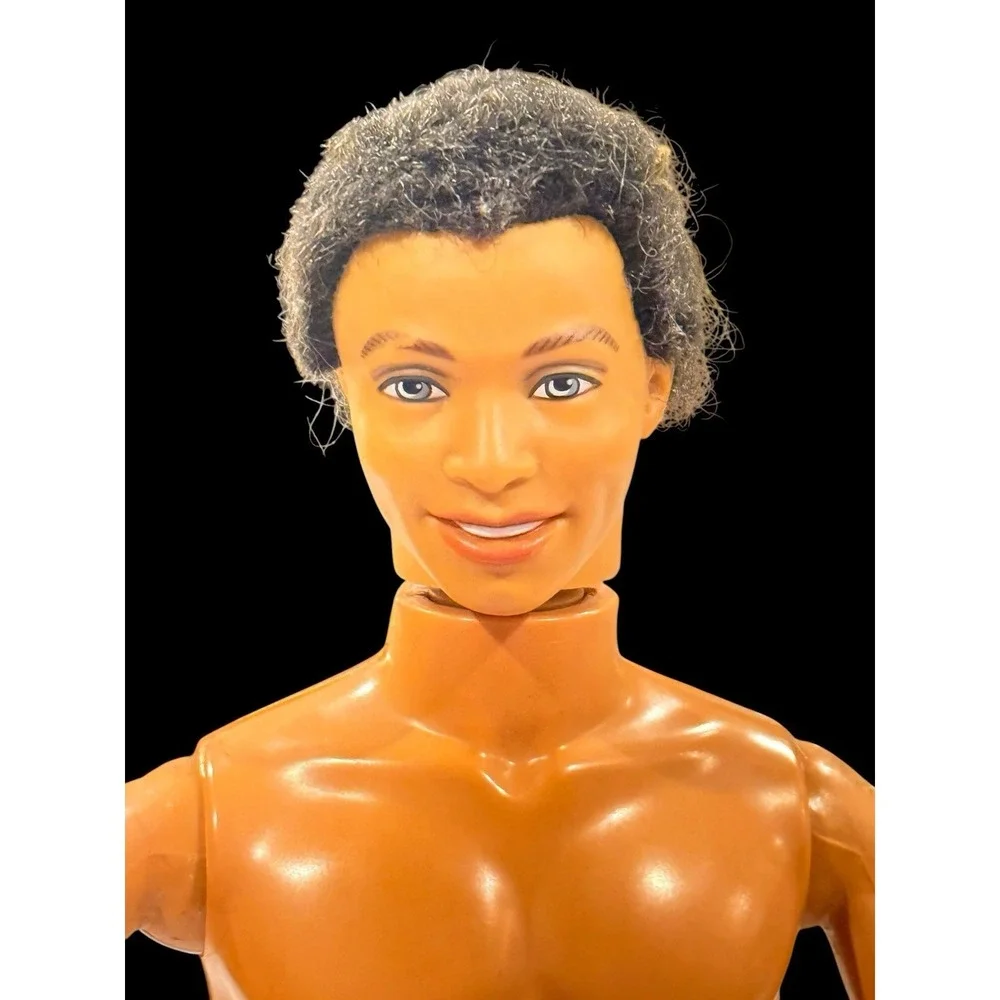 Mattel Barbie Flocked Haired Steven Doll African American AA Bendy Legs